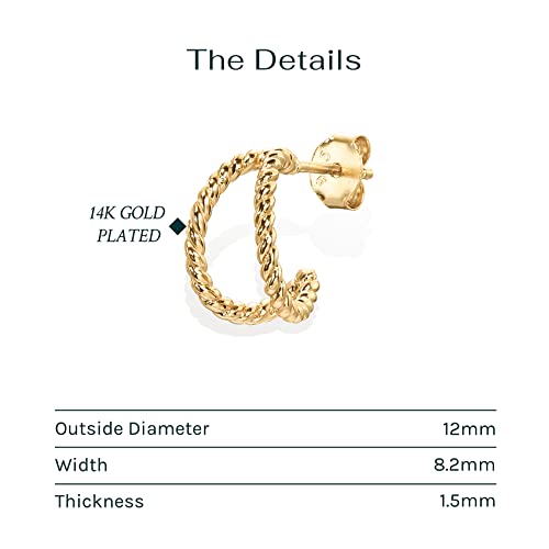 PAVOI 14K Gold Plated Split Huggie Hoop Earrings for Women, Hoop Earrings | Hypoallergenic Earrings with 925 Sterling Silver Posts, Trendy Split Multi Hoop Earrings - style: Rope
