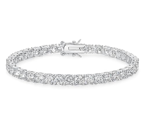 Michooyel Tennis Bracelet Iced Out Bracelet Prong-Setting 5A Cubic Zirconia Bracelet for Women 3mm 4mm 5mm 6mm, 6/7/8/9 Inches - color: White Gold, size: 9 Inches, style: 4MM