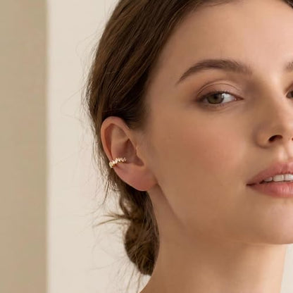 Star 14K Gold Plated Ear Cuff Earrings for Women Non Piercing, Dainty Silver Plated Clip on Cartilage Ear Cuff Non Pierced Trendy CZ Northstar Starburst Sparkling Climber Clawer Earring Jewelry - style: Huggie Hoop-2