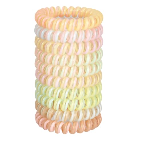 JessLab Spiral Hair Ties, 10 Pcs Traceless No-Damage Ponytail Holders, Plastic Coil Bands for Women and Girls, Color Assorted, Set 55 - color: #55