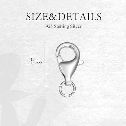 925 Sterling Silver Lobster Clasp for DIY Necklace Bracelet Jewelry Making, Double Spring Clasp with Closed Jump Rings, Necklace Extender Clasp Connector Bracelet Extension (Style 4) - style: Style 4