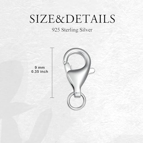 925 Sterling Silver Lobster Clasp for DIY Necklace Bracelet Jewelry Making, Double Spring Clasp with Closed Jump Rings, Necklace Extender Clasp Connector Bracelet Extension (Style 10) - style: Style 10