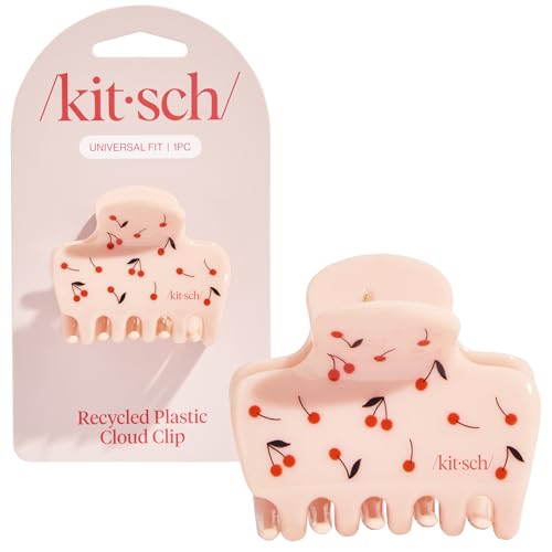 Kitsch Medium Hair Clips for Women - Cherry Print, 1pc | Strong Hold Claw Clips for Thick or Thin Hair – Recycled Plastic, Non-Slip, Durable Plastic - color: Cherry Print