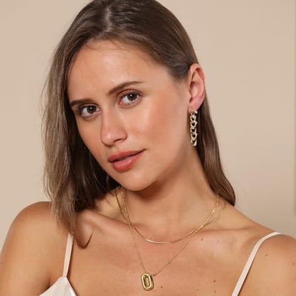 LUCA SMITH 2-Piece Initial Necklaces for Women, Dainty Balloon Bubble A-Z Letter Necklace Set, Name Letter Alphabet Pendant Layered Choker Necklaces Personalized Jewelry Gift - color: Gold bubble letter necklace, style: Initial Set-O