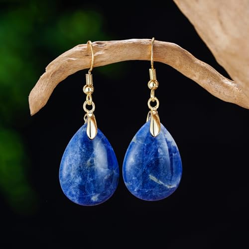 Boho Multiple Style Natural Stone Earrings for Women Unique Healing Gemstone Energy Hypoallergenic Lightweight Dangle Drop Earrings Multiple Styles Earrings Jewelry for Birthday Party Gift - style: Blue Veins