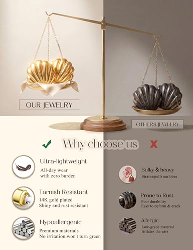 Chunky Gold Stud Earrings for Women Sterling Silver Earring Hypoallergenic | Non Tarnish 14K Gold Plated 925 Silver Posts for Sensitive Ears,Knot Statement Dangle Earrings Gold Jewelry Gifts Lightweight - color: gold plated-shell