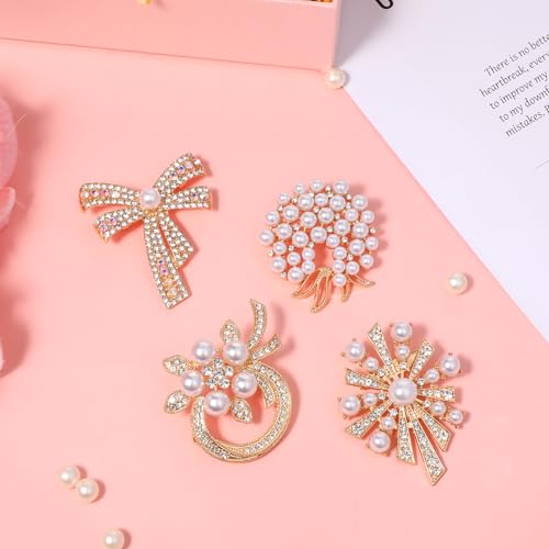 4pcs Brooches and Pins for Women, Flower Brooch, Crystal Pearl Brooch, for Women Fashion Accessories - style: wings