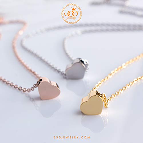 555Jewelry Womens Stainless Steel Love Cute Heart Shape Dainty Pendant Necklace - color: Silver - v2
