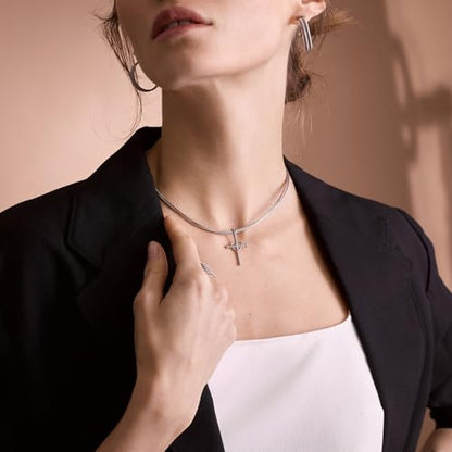 Handmade in Italy Necklace S925 Silver Twist Choker-Necklaces Minimalist Coil Craft Jewelry Mother's Day Christmas Gift for Women - color: 01
