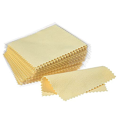 CATIFLIN 100pcs Premium Jewelry Cleaning Cloth, Silver Polishing Cloth Individually Wrapped, for Sterling Silver, Gold, Brass, Silverware, Coin, Ring, Watch and More (Yellow, 3.15" x 3.15") - color: Yellow