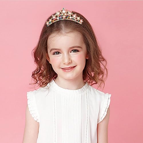 ANBALA Small Tiara Crown with Hair Comb, 3 Pack Mini Tiara Crown Crystal Hair Accessories Hair Styling (Gold + 7 Color Crystal) - color: Gold+7Color Crystal