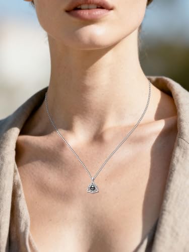 Tahitian Black Pearl AAAA 18K White Gold Plated Sterling Silver Leaf Celtic Knot Pendant Necklace for Women Wife Mom Girlfriend Her Jewelry Gift for Anniversary Birthday