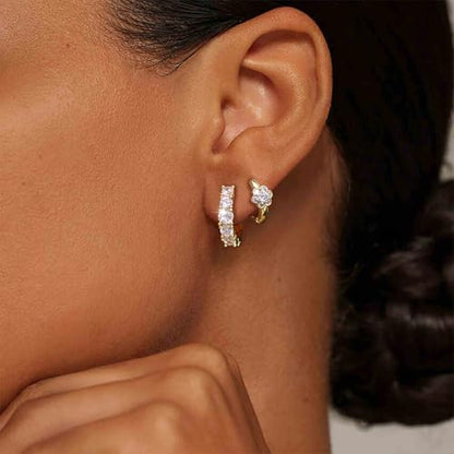JINEAR 2 Pairs Gold Hoop Earrings for Women Dainty Huggie Earrings Set | 14K Gold Plated Cubic Zirconia Hypoallergenic Lightweight Waterproof Cartilage Hoop Earrings Trendy Jewelry Gift - color: hoop earrings-3