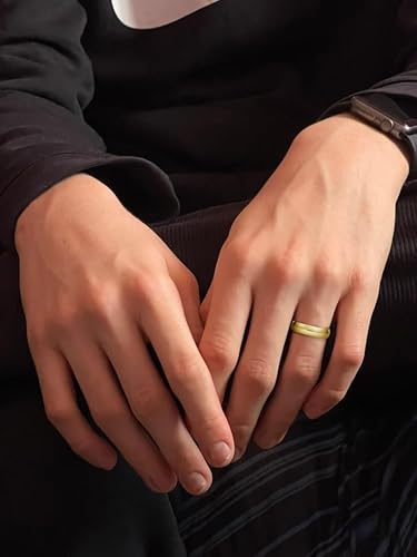 Men's Wedding Band 14K or 10K Solid Gold Ring, 5mm Plain Classic | Stamped 10K, not plated; high-polish, low-dome classic profile; hypoallergenic; made in USA; true-to-size; gift-ready - color: 10K Yellow Gold