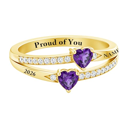 ROMANTICWORK Class Rings for Women High School 925 Sterling Silver Customizable Engraved Rings for Women Graduation Ring Size 4 to 16 Jewelry Gifts for Sisters Friends - color: Class Ring for Women 05