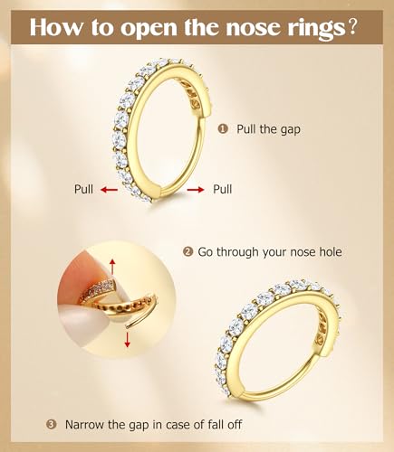 MILACOLATO 14K Gold Filled Nose Ring Studs 20G Nose Ring Hoops Hypoallergenic 316L Surgical Stainless Steel Nose Rings L Shaped CZ Nose Nostril Piercing Jewelry for Women Men 10Pcs - color: 14K GF