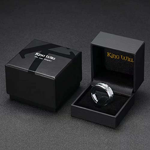King Will Hammered 8mm Silver Tungsten Ring Hammer Men Wedding Band Comfort Fit - color: Multi-Faceted