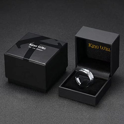 King Will Hammered 8mm Silver Tungsten Ring Hammer Men Wedding Band Comfort Fit - color: Multi-Faceted