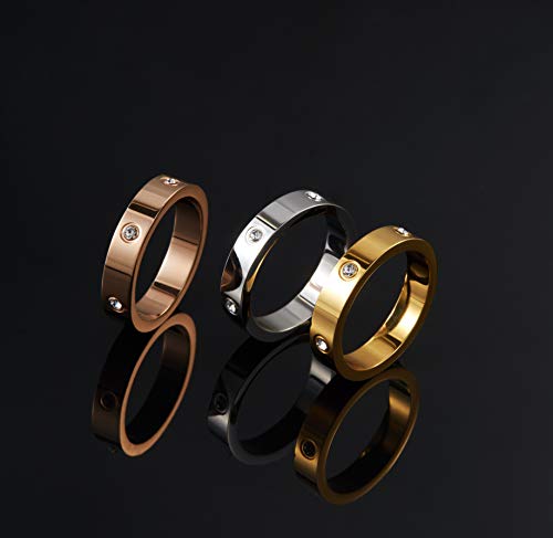 PDWZNBA Love Friendship Ring 18K Gold-Plated Stainless Steel Promise Ring Wedding Band Jewelry Birthday Gifts for Women - color: Orose