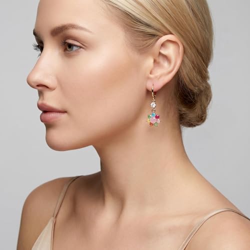 18K Gold Plated Flower Dangle Earrings for Women, Hypoallergenic Cubic Zirconia Earrings, Elegant CZ Drop Earrings, Statement Jewelry Gifts Party Fashion - style: Dangle-Flower-IceMix