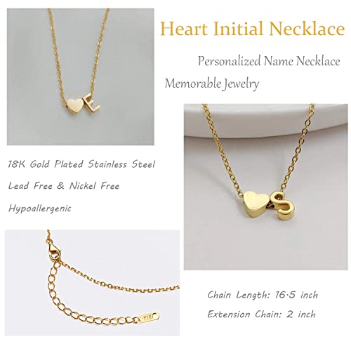 Glimmerst Initial Heart Necklace 18K Gold Plated Stainless Steel Tiny Heart Letter Necklace Personalized Monogram Name Necklace for Women - style: D