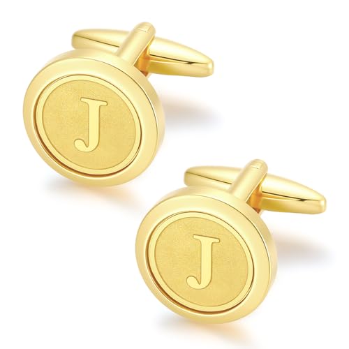 GWD Initial Cufflinks for Men Classic Cuff links Mens Letter Shirts CuffLinks Wedding Gift - color: J
