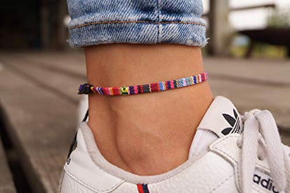 Made by Nami Surfer Anklet for Men and Women Waterproof and Adjustable Surfer Ankle Bracelet String Ankle Bracelet Beach Accessory for Ethnic Hippie Style - color: Pink