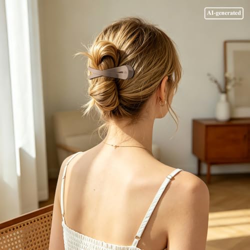 Large Flat Hair Clips for Women, French Flat Claw Clips for Medium Thick Hair | Strong Hold Hair Clips for Styling, Driving, Daily Wear | Beige, Light Dark Khaki, Black - 4Pcs - color: Black, Dark Khaki, Light Khaki, Beige