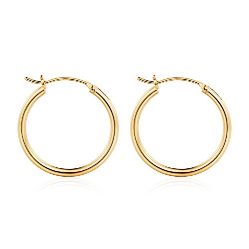 M MOOHAM Hoop Earrings for Women, Hypoallergenic 14K Gold Plated Earrings | Gold Plated Hoop Earrings Set for Sensitive Ears, Earring Stack for Women Trendy, Jewelry Gifts Lightweight 13-60mm - color: 2pcs-25mm-Gold-plated