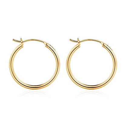 M MOOHAM Hoop Earrings for Women, Hypoallergenic 14K Gold Plated Earrings | Gold Plated Hoop Earrings Set for Sensitive Ears, Earring Stack for Women Trendy, Jewelry Gifts Lightweight 13-60mm - color: 2pcs-25mm-Gold-plated