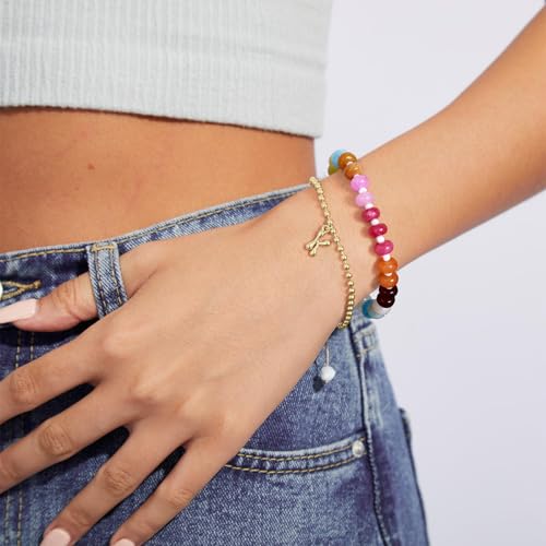 KissYan Beaded Bracelets for Women, Natural Gemstone Boho Bracelet | Colorful Handmade Stone Bead Bracelet for Summer Beach Wear, Dopamine Jewelry Gifts - style: 01-Radiance