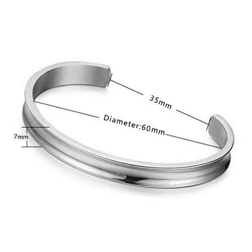 Zuo Bao Stainless Steel Bracelet Grooved Cuff Bangle for Women - color: Silver