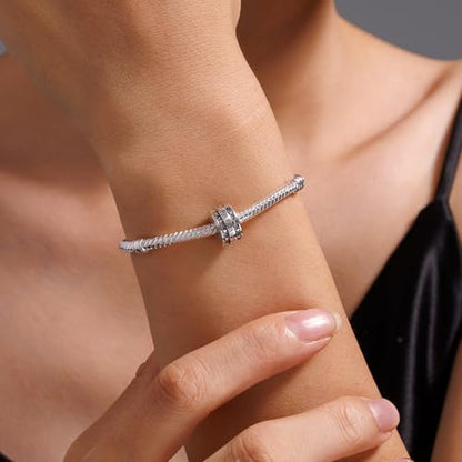 KEQ Clip Spacer Charm for Bracelet 925 Silver Pave Cubic Zirconia Clip Lock Stopper Bead Spacer For Women Bracelets Stopper Birthday Gifts European Openable Beads 2pcs - color: LOVE FOREVER