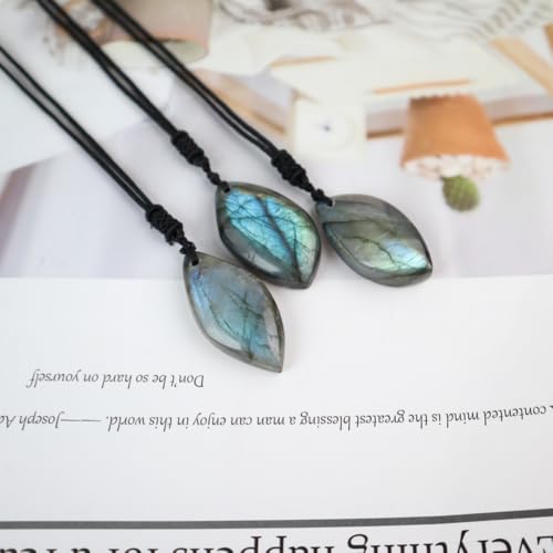 Anjiucc Natural Gemstone Tree of Life Black Obsidian/Golden Obsidian Pendant Necklace for Male and Female Necklace - color: Leaf Shaped