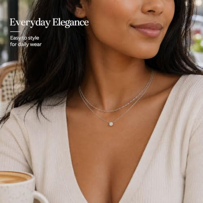 Gold Neklace Stack Dainty Gold Herringbone Necklace for Women Layered Paperclip Chain Necklaces Rhinestone Drop Simple Jewelry Gifts for Women - color: A4:2pcs-silver