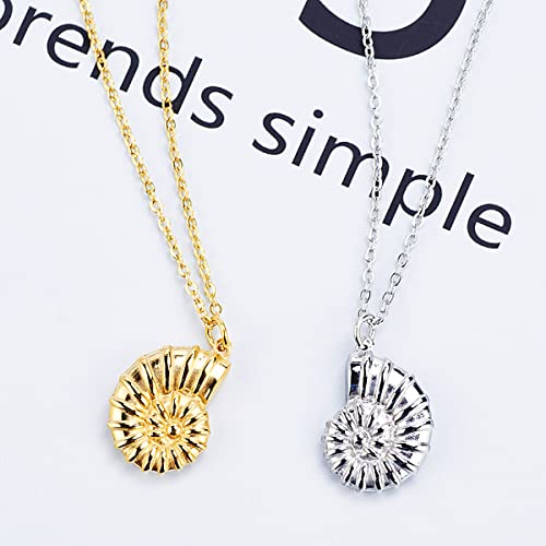 18K Gold Plated Stainless Steel Bee Honeycomb Pendant Necklace, Adjustable Y Lariat Conch/Guitar/Horseshoe Necklace for Women - color: Silver, style: Conch