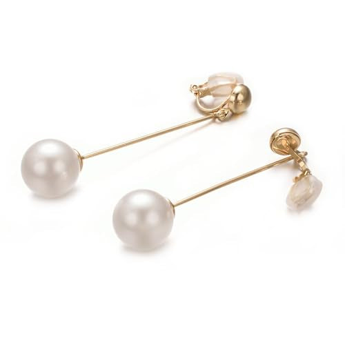 Yoursf Gold Pearl Dangle Clip On Earrings For Women Hypoallergenic White Pearl Drop Earrings 18K Gold Plated Non Pierced Ears Pearl Drop Earrings Fashion Jewelry - style: Women's Gold Pearl Drop Clip Earrings
