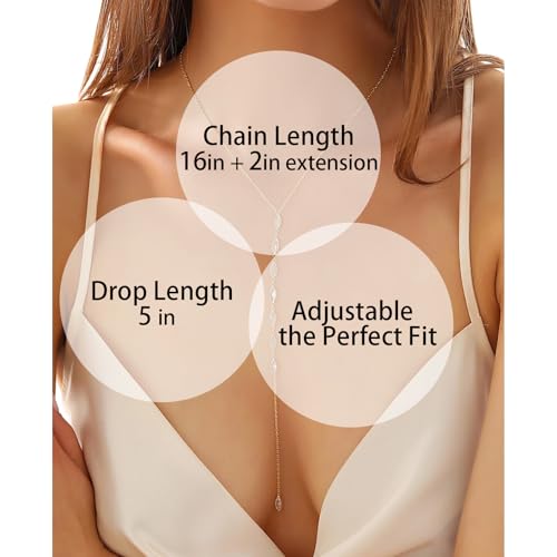 Gold Y Crystal Necklace for Women – Dainty Long Crystal Pendant Necklace, Elegant Drop Y-Shaped Jewelry, Minimalist Layered Fashion Accessories Jewelry Gift for Women