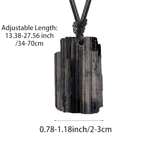 Natural Raw Crystal Necklace for Women Irregular Stone Necklaces Spiritual Gemstone Pendant with Adjustable Rope - color: E-Black Tourmaline+Blue apatite
