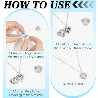24Pcs Heart Photo Frame Charm 2 Styles Flat Round Stainless Steel Photo Locket Pendants Blank Memory Locket Picture Charms for Necklace Jewelry Making DIY Craft Women Gift - size: 15x13x4.5mm