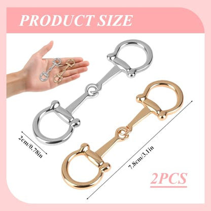 2 Pcs Horsebit Silk Scarf Buckle Rings, Gold and Silver | Zinc alloy styling rings, silk scarves, wraps and shawls, work and travel outfits, 2 finishes