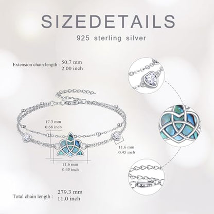 925 Sterling Silver Layered Anklet for Women Adjustable Multilayer Beach Anklet Bracelet - style: Celtic Knot