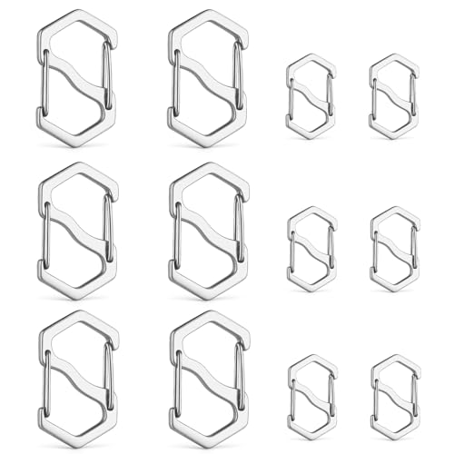 12pcs Double-Opening Stainless Steel Necklace Shortener Clasps – Small & Large Jewelry Connectors for Bracelets, Necklaces & Keychains