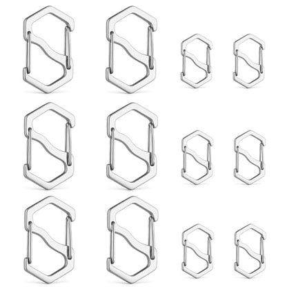12pcs Double-Opening Stainless Steel Necklace Shortener Clasps – Small & Large Jewelry Connectors for Bracelets, Necklaces & Keychains