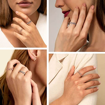 Bestyle Simple S925 Sterling Silver Infinity Rings Cubic Zirconia Rings, Nice Cute BFF Friendship Rings, Dainty Eternity Promise Wedding Bands Perfect Every Day Ring, Size 4-12, Words Engavable - color: 4. Silver Infinity Ring (custom)