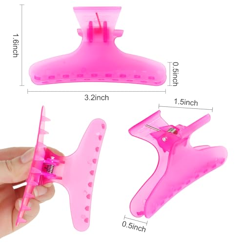 Ondder Pink Butterfly Hair Claw Clips for Styling and Sectioning - Makeup Hair Clamp Clips for Women and Girls - color: Pink Series