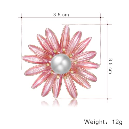 Rhinestone Flower Pin Camellia Drop Oil Brooch Big Large Rose Bouquet Brooch Pin Pearl Daisy Peony Brooch Lapel Pins Elegant Clothing Hat Bag Skirt Accessories for Women - color: Daisy