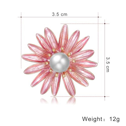 Rhinestone Flower Pin Camellia Drop Oil Brooch Big Large Rose Bouquet Brooch Pin Pearl Daisy Peony Brooch Lapel Pins Elegant Clothing Hat Bag Skirt Accessories for Women - color: Daisy