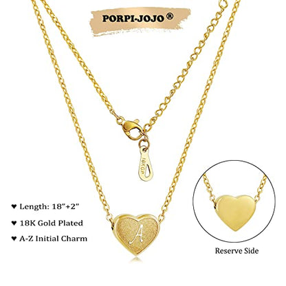 18k Gold Plated Heart Pendant Letter Necklaces for Girls Stainless Steel Initial Necklace for Women Birthday Gifts for Girls Women - color: Brushed Gold, style: Letter A