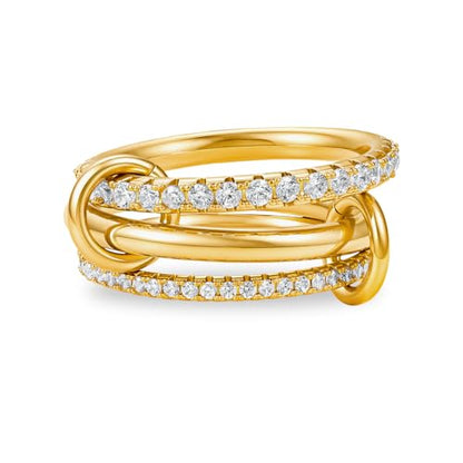 Cicy Bell Interlocking Ring for Women 18k Gold Plated CZ Stack Ring Set - color: Style D-Gold, size: 8